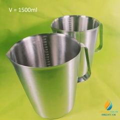Ca inox 304 có vạch chia tay cầm dung tích 1500ml không nắp