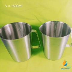 Ca inox 304 có vạch chia tay cầm dung tích 1500ml không nắp