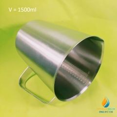 Ca inox 304 có vạch chia tay cầm dung tích 1500ml không nắp