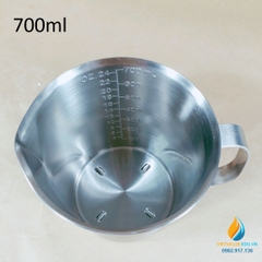Ca inox 304 có vạch chia tay cầm dung tích 700ml không nắp