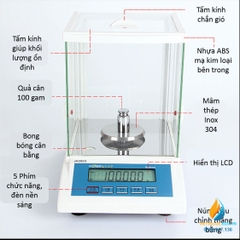 Cân phân tích điện tử Lichen model FA1004 loại 300g  mức cân 0,001g