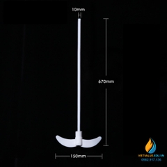 Cánh khuấy nhựa PTFE 2 cạnh lưỡi liềm, kích thước lưỡi 65mm, dài 30cm