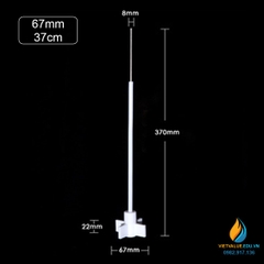 Cánh khuấy nhựa PTFE 2 lưỡi vuông 65mm, chiều dài tổng 420mm