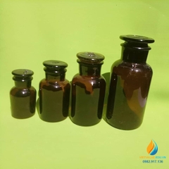 Chai đựng hóa chất, thủy tinh, có nắp, màu nâu hổ phách, 125ml