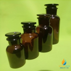 Chai đựng hóa chất, thủy tinh, có nắp, màu nâu hổ phách, 125ml