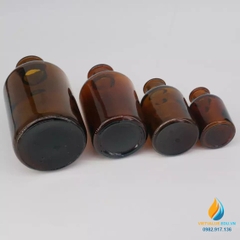 Chai đựng hóa chất, thủy tinh, có nắp, màu nâu hổ phách, 60ml
