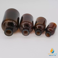 Chai đựng hóa chất, thủy tinh, có nắp, màu nâu hổ phách, 60ml