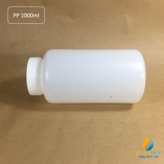 Chai nhựa lưu mẫu, nhựa PP, miệng rộng, vạch chia, dung tích 1000ml