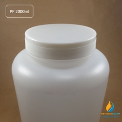 Chai nhựa lưu mẫu, nhựa PP, miệng rộng, vạch chia, dung tích 2000ml