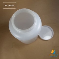 Chai nhựa lưu mẫu, nhựa PP, miệng rộng, vạch chia, dung tích 2000ml