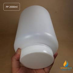 Chai nhựa lưu mẫu, nhựa PP, miệng rộng, vạch chia, dung tích 2000ml