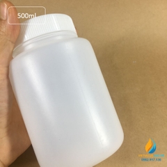 Chai nhựa lưu mẫu, nhựa PP, miệng rộng, vạch chia, dung tích 500ml