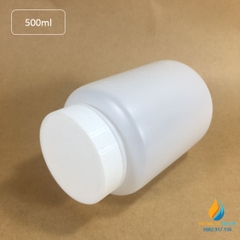 Chai nhựa lưu mẫu, nhựa PP, miệng rộng, vạch chia, dung tích 500ml