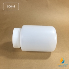 Chai nhựa lưu mẫu, nhựa PP, miệng rộng, vạch chia, dung tích 500ml