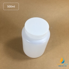Chai nhựa lưu mẫu, nhựa PP, miệng rộng, vạch chia, dung tích 500ml