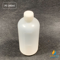 Chai nhựa PE dung tích 200ml, chai nhựa lưu mẫu chất, miệng rộng, vạch chia