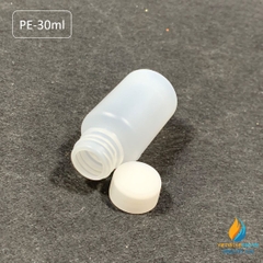 Chai nhựa PE dung tích 30ml, chai nhựa lưu mẫu chất, miệng rộng, vạch chia