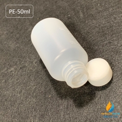 Chai nhựa PE dung tích 50ml, chai nhựa lưu mẫu chất, miệng rộng, vạch chia