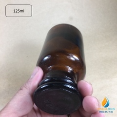 Chai đựng hóa chất, thủy tinh, có nắp, màu nâu hổ phách, 125ml
