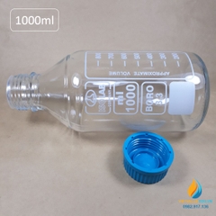 Chai thủy tinh trung tính 1000ml isolab chịu nhiệt 140 độ C