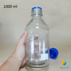 Chai trung tính nắp vặn xanh, vạch chia trong suốt dung tích 1000ml