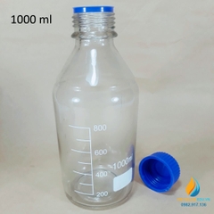 Chai trung tính nắp vặn xanh, vạch chia trong suốt dung tích 1000ml