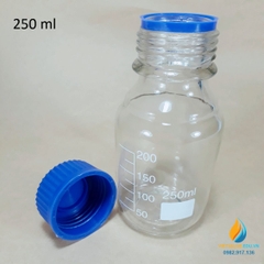 Chai trung tính nắp vặn xanh, vạch chia trong suốt dung tích 250ml