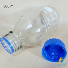 Chai trung tính nắp vặn xanh, vạch chia trong suốt dung tích 500ml