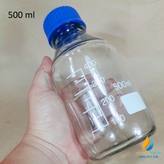 Chai trung tính nắp vặn xanh, vạch chia trong suốt dung tích 500ml