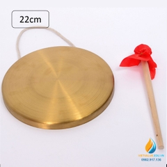 Chiêng đồng thau, mặt chiêng đường kính 22cm, dụng cụ thực hành âm học cho học sinh