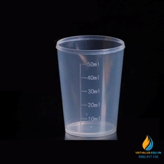 Cốc lưu mẫu có chia vạch 50ml, không có mỏ rót, nhựa PP cao cấp