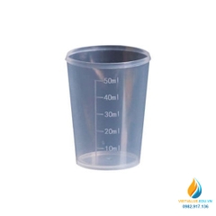 Cốc lưu mẫu có chia vạch 50ml, không có mỏ rót, nhựa PP cao cấp