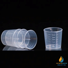 Cốc lưu mẫu có chia vạch 50ml, không có mỏ rót, nhựa PP cao cấp