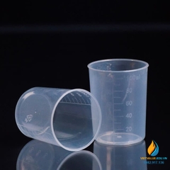 Cốc lưu mẫu có chia vạch 50ml, không có mỏ rót, nhựa PP cao cấp