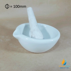Cối chày sứ nghiền mẫu chất phòng thí nghiệm, đường kính 10cm