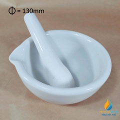 Cối chày sứ nghiền mẫu chất phòng thí nghiệm, đường kính 13cm