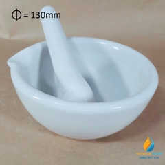 Cối chày sứ nghiền mẫu chất phòng thí nghiệm, đường kính 13cm