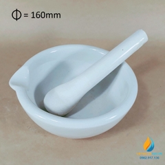 Cối chày sứ nghiền mẫu chất phòng thí nghiệm, đường kính 16cm