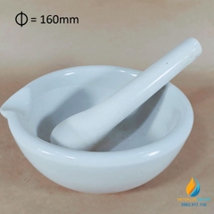 Cối chày sứ nghiền mẫu chất phòng thí nghiệm, đường kính 16cm