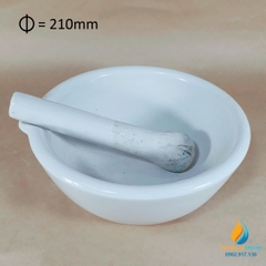Cối chày sứ nghiền mẫu chất phòng thí nghiệm, đường kính 21cm