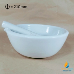 Cối chày sứ nghiền mẫu chất phòng thí nghiệm, đường kính 21cm