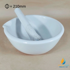 Cối chày sứ nghiền mẫu chất phòng thí nghiệm, đường kính 21cm