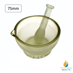Cối cháy thủy tinh nghiền mẫu chất, đường kính miệng 75mm, trong suốt