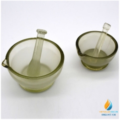 Cối cháy thủy tinh nghiền mẫu chất, đường kính miệng 75mm, trong suốt