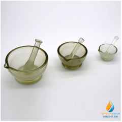 Cối cháy thủy tinh nghiền mẫu chất, đường kính miệng 75mm, trong suốt