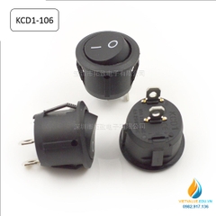 Công tắc Rocker tròn KCD1-106 hai chân cắm, thông số  6A, điện áp 250V  dạng tròn