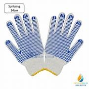 Găng tay sợi trắng chống trượt, lòng chấm, dày, bảo hộ lao động