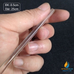 Đũa khuấy hóa chất bằng nhựa PC trong, đường kính 0.5cm, chiều dài 25cm