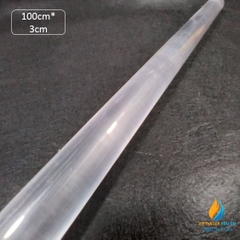 Đũa khuấy hóa chất bằng nhựa PC trong, đường kính 3cm, chiều dài 100cm