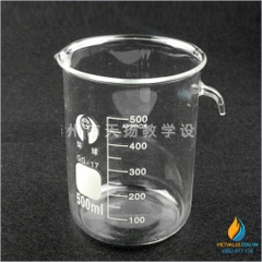 Cốc thủy tinh có vòi tràn, vạch chia, dung tích 500ml, hãng Bomex